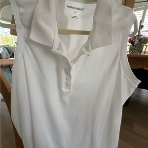 Classic White Sleeveless Polo
